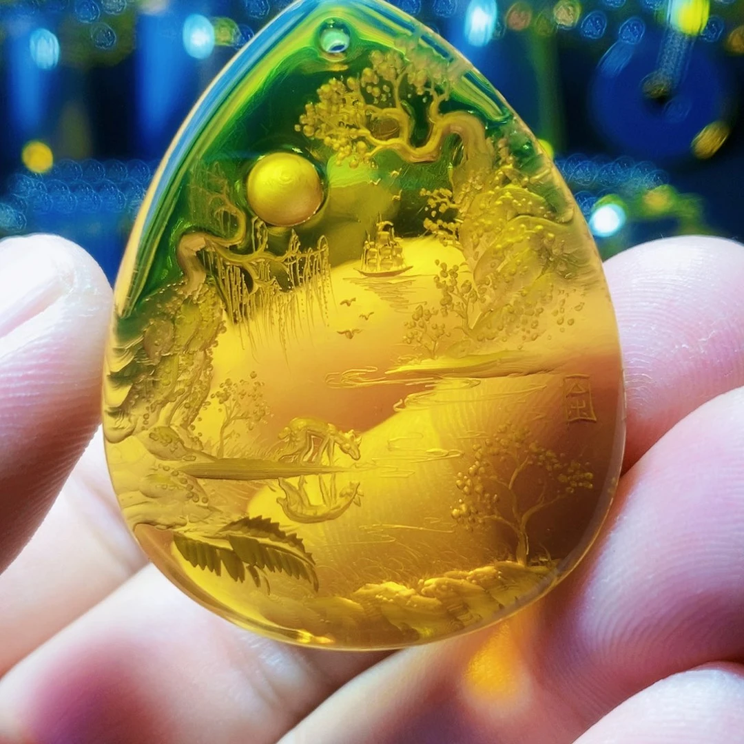 【闪购商品】蓝珀颈饰未镶嵌蓝珀阴雕