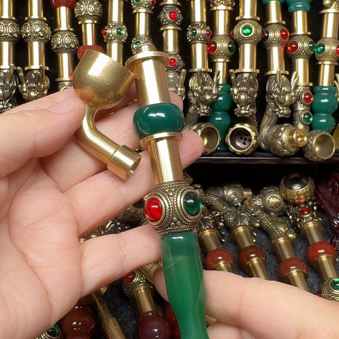 黄铜绿色烟锅1.6公分