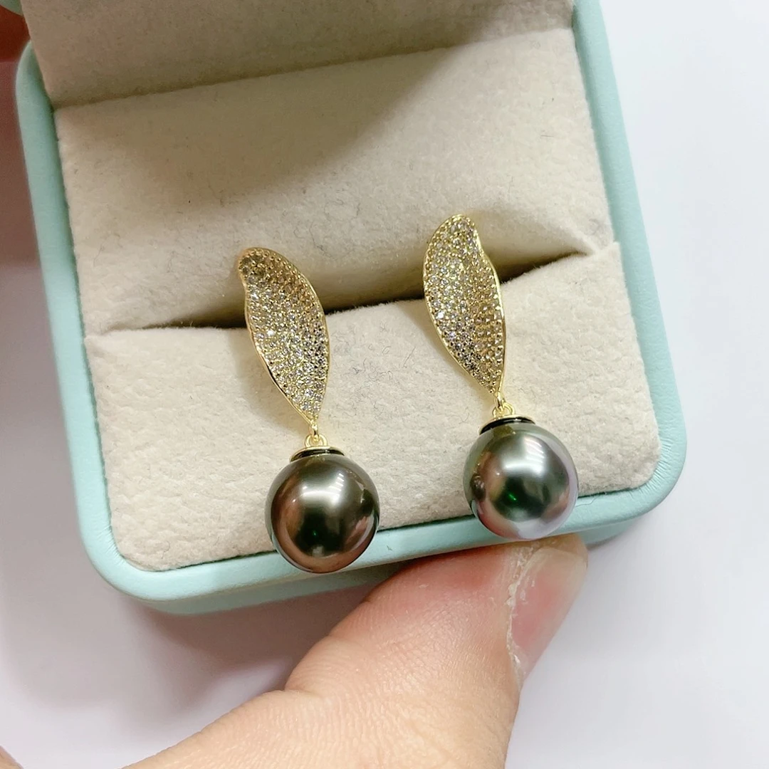 海水珍珠耳饰银S925镶嵌