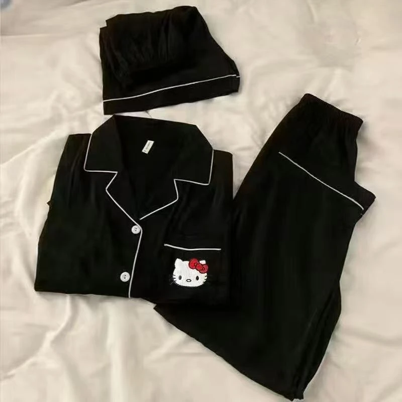 2025夏季云朵棉3件套装短袖长裤短裤女士卡通家居服睡衣