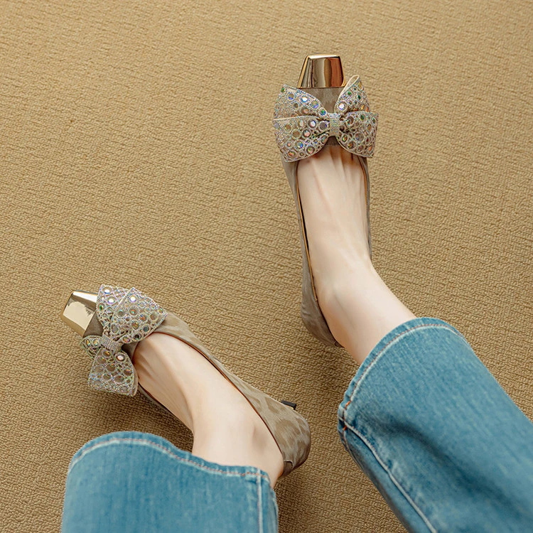 5.5cm羊皮高跟鞋细跟防撞铁头浅口单鞋女款春秋2025新款方头爆款