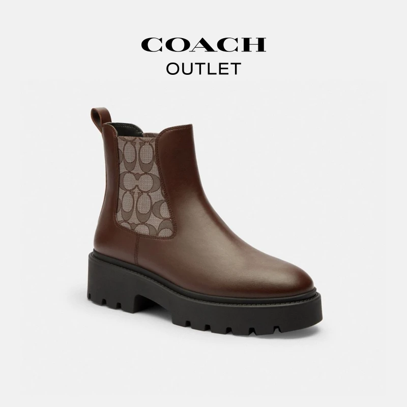 COACH/蔻驰 女士时尚百搭经典标志聚酯纤维LUCY切尔西靴