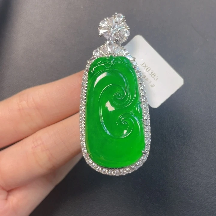 翡翠银S925镶嵌吊坠(不含链)