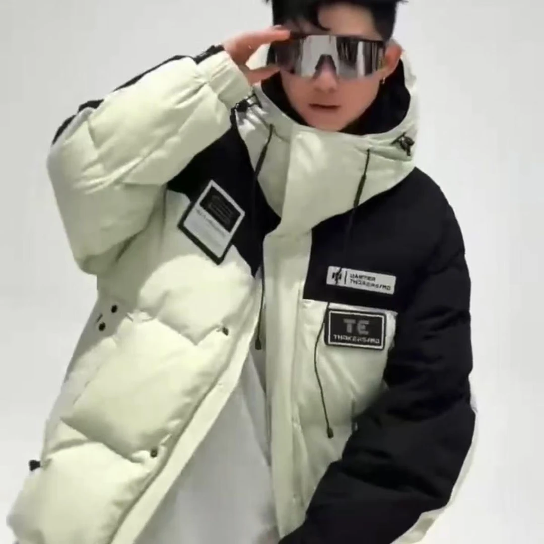 男士冬季轻薄款青少年潮牌短款连帽休闲棉服