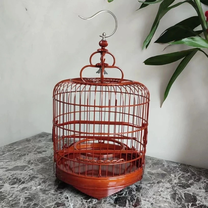 高档线条脚48枝直径22生漆虾笼绣眼金青白燕精工清远鸟笼手工广笼