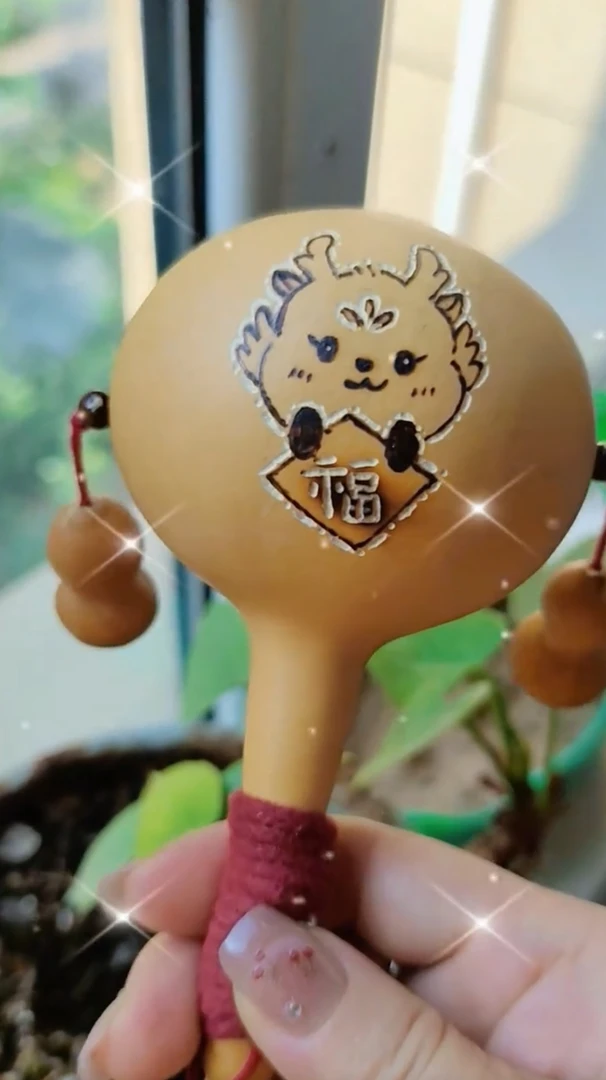 天然葫芦，拒绝污染，专为儿童订制图案拨浪鼓！