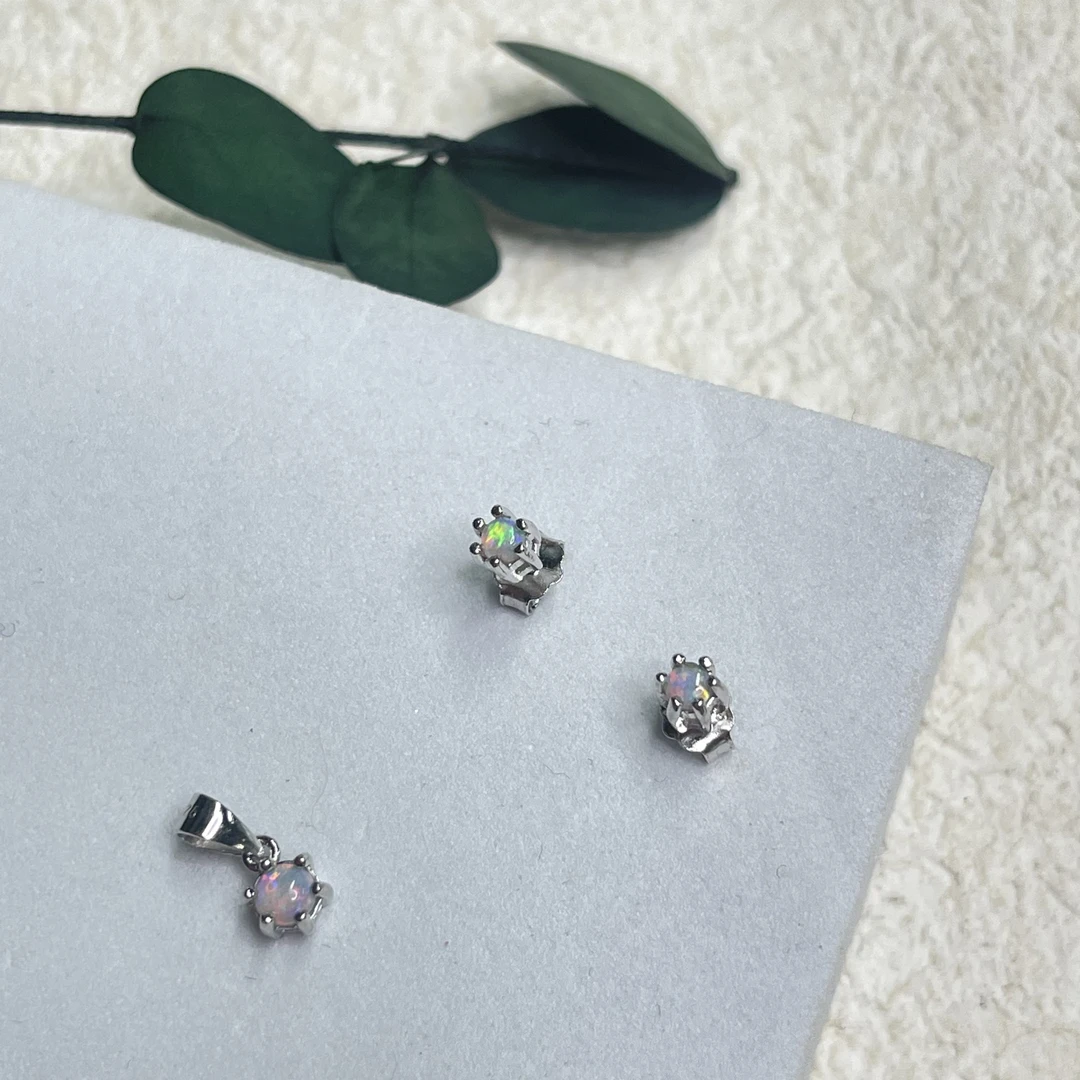 全新未使用  【六六中古】孤品s925欧泊吊坠耳钉套装at601