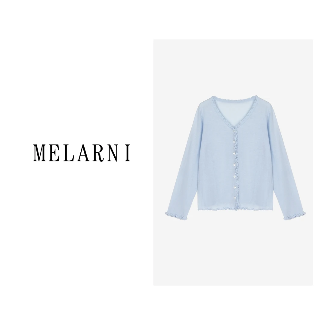 【MELARNI】微胖大码显瘦长袖开衫气质时尚百搭设计师春夏MLN11986