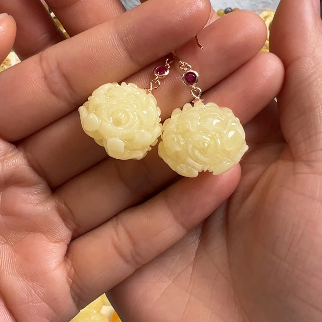 蜜蜡银S925镀金镶嵌裸石蜜蜡