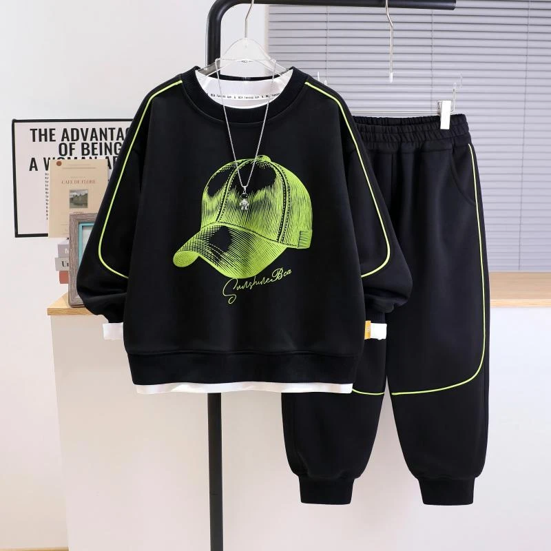 男童春秋套装2025新款中大儿童男孩衣服款网红新款炸街酷帅童套装