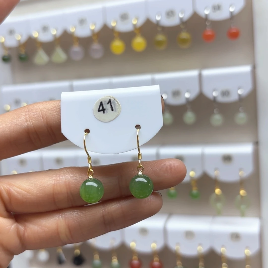 和田玉耳饰银S925镶嵌2