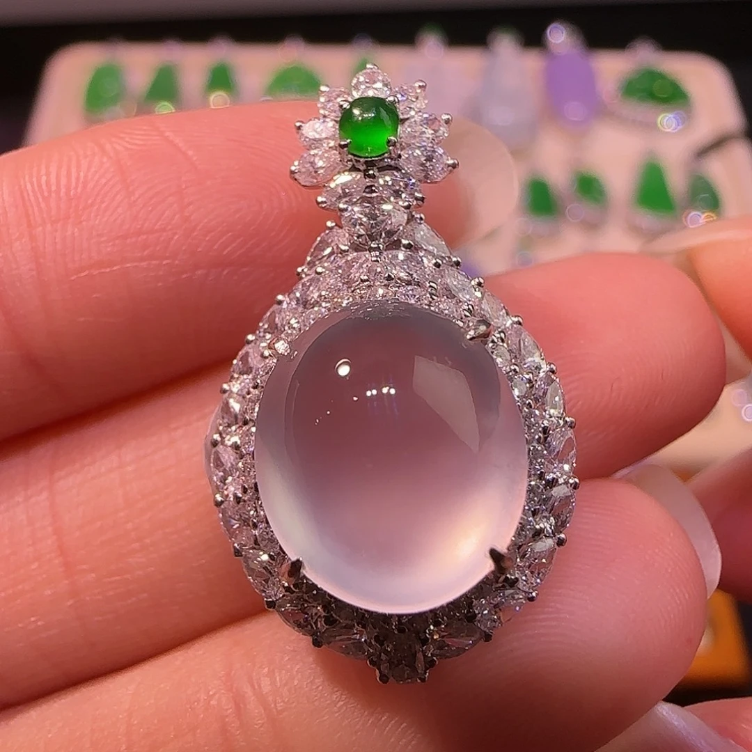 翡翠18K金镶嵌吊坠(不含链)