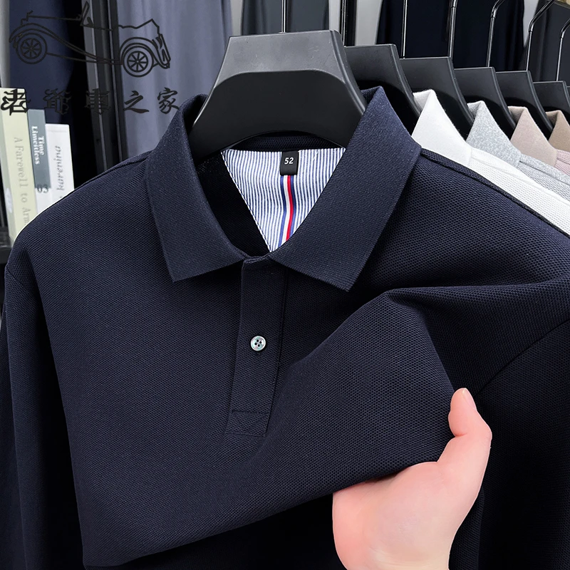 老爷车之家100%纯棉春季polo衫男士长袖t恤翻领休闲纯色男装上衣