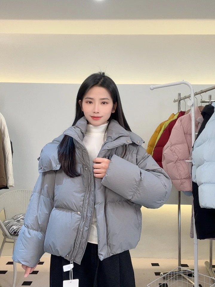 2024短款韩版休闲宽松潮流连帽羽绒服外套时尚百搭女士加厚女款