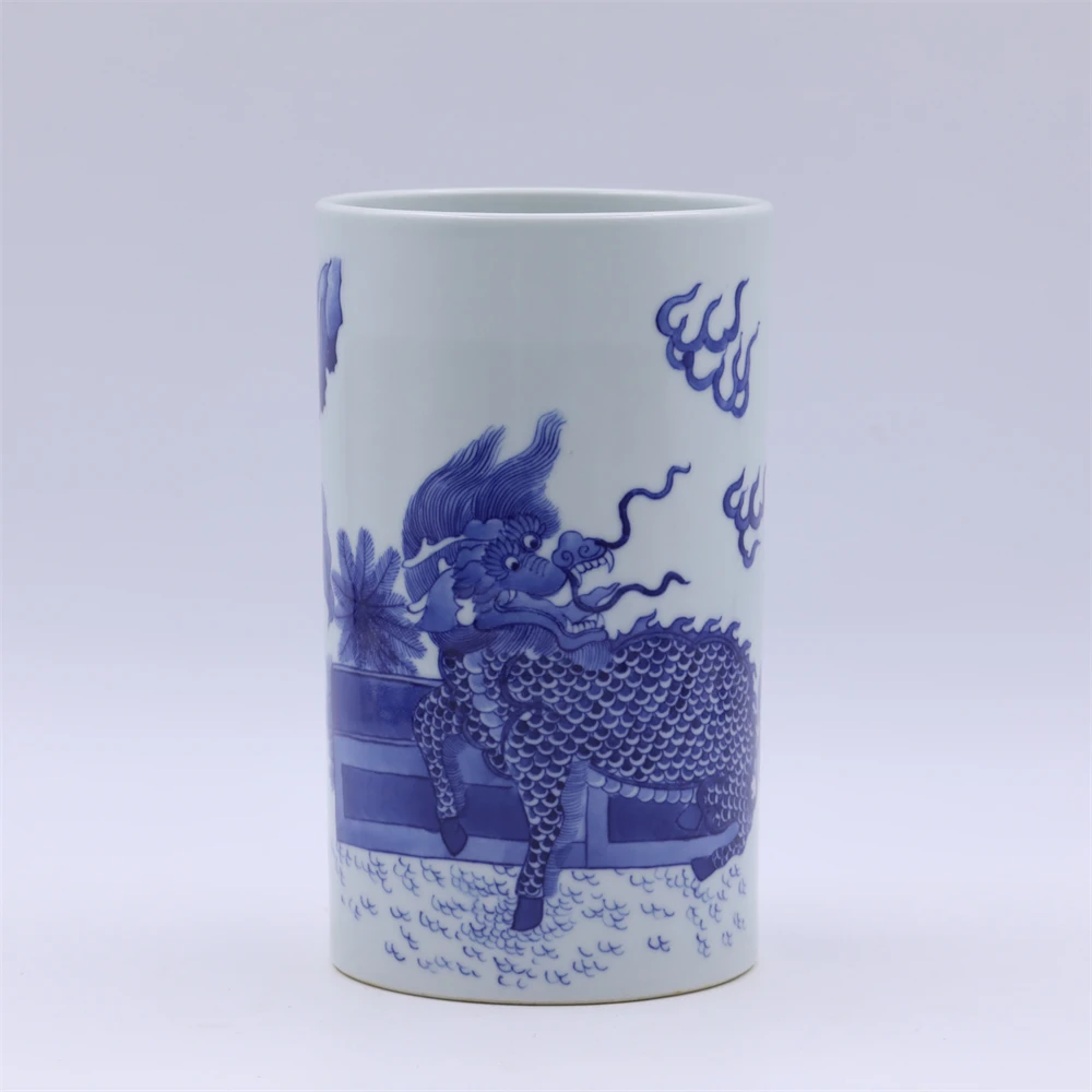 古董/古玩/瓷器/麒麟芭蕉笔筒LOT4703/老物件