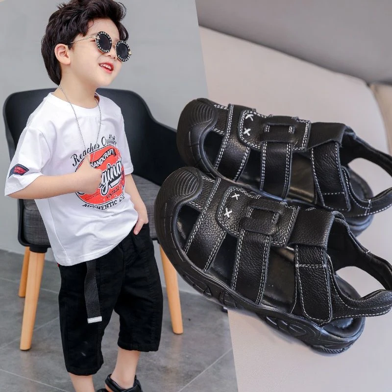 男童凉鞋真皮2025夏季新款软底防滑宝宝鞋儿童沙滩鞋子童鞋韩系夏