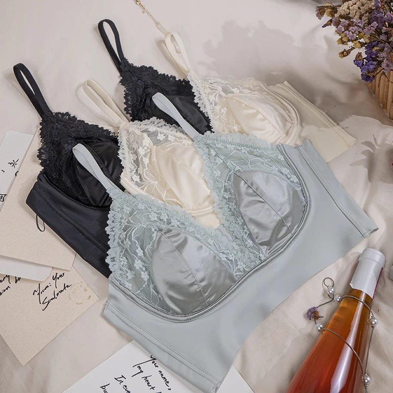 语萱娜【80-210斤】法式蕾丝性感聚拢固定杯大码内衣女AXMB022