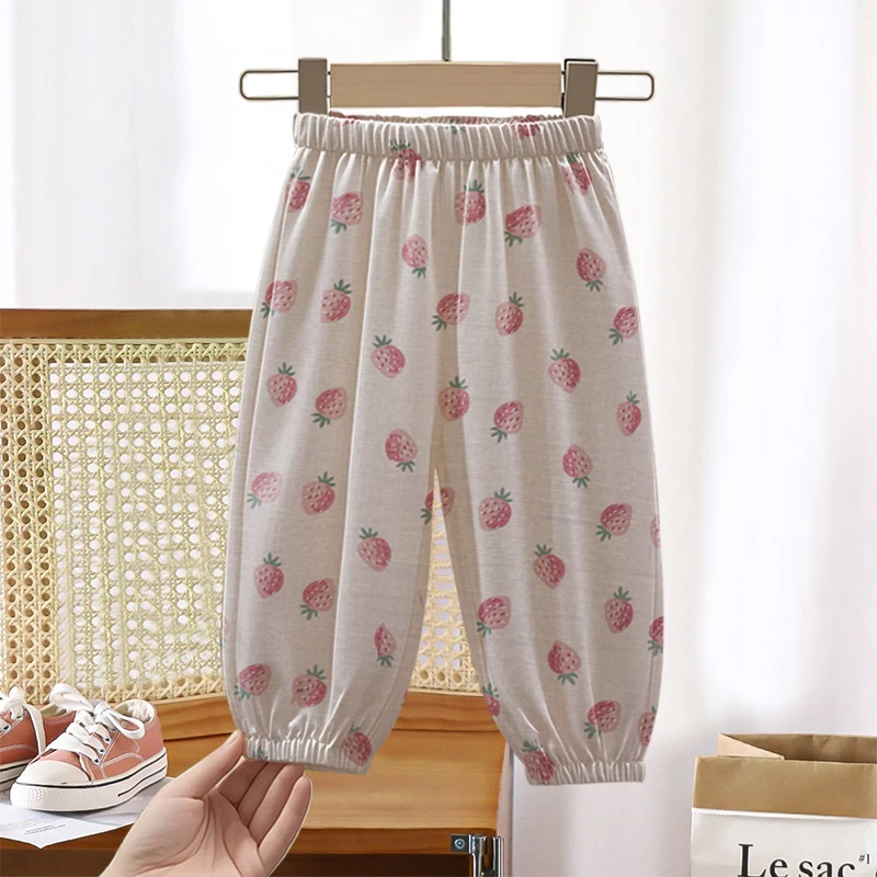 男女童儿童夏季薄款冰丝防蚊裤2025新款束脚裤百搭可爱卡通休闲裤