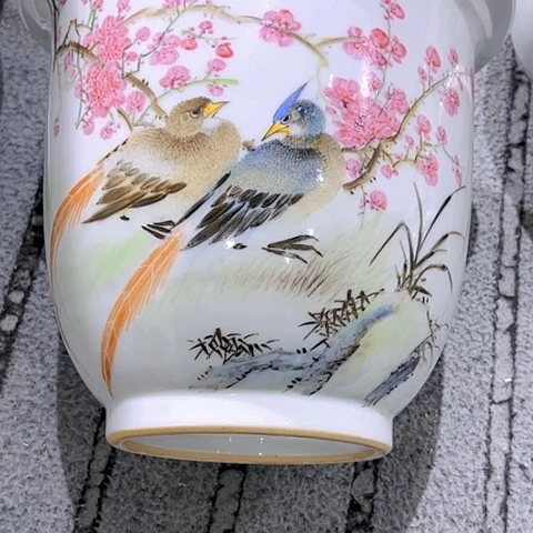 摆件兰**香粉彩花鸟陶瓷