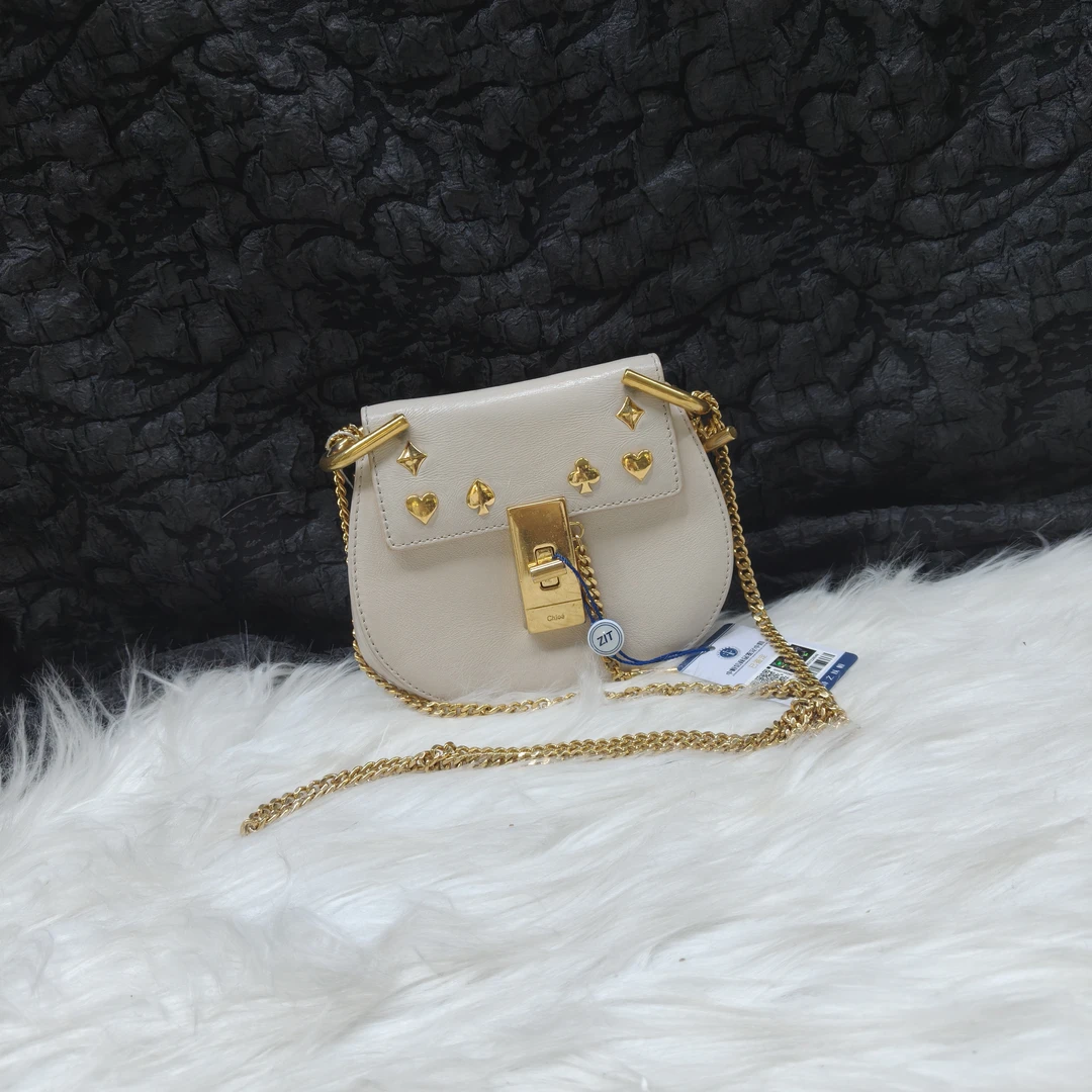 95新 Chloe/蔻依 大喜/蔻依米白色小号单肩包