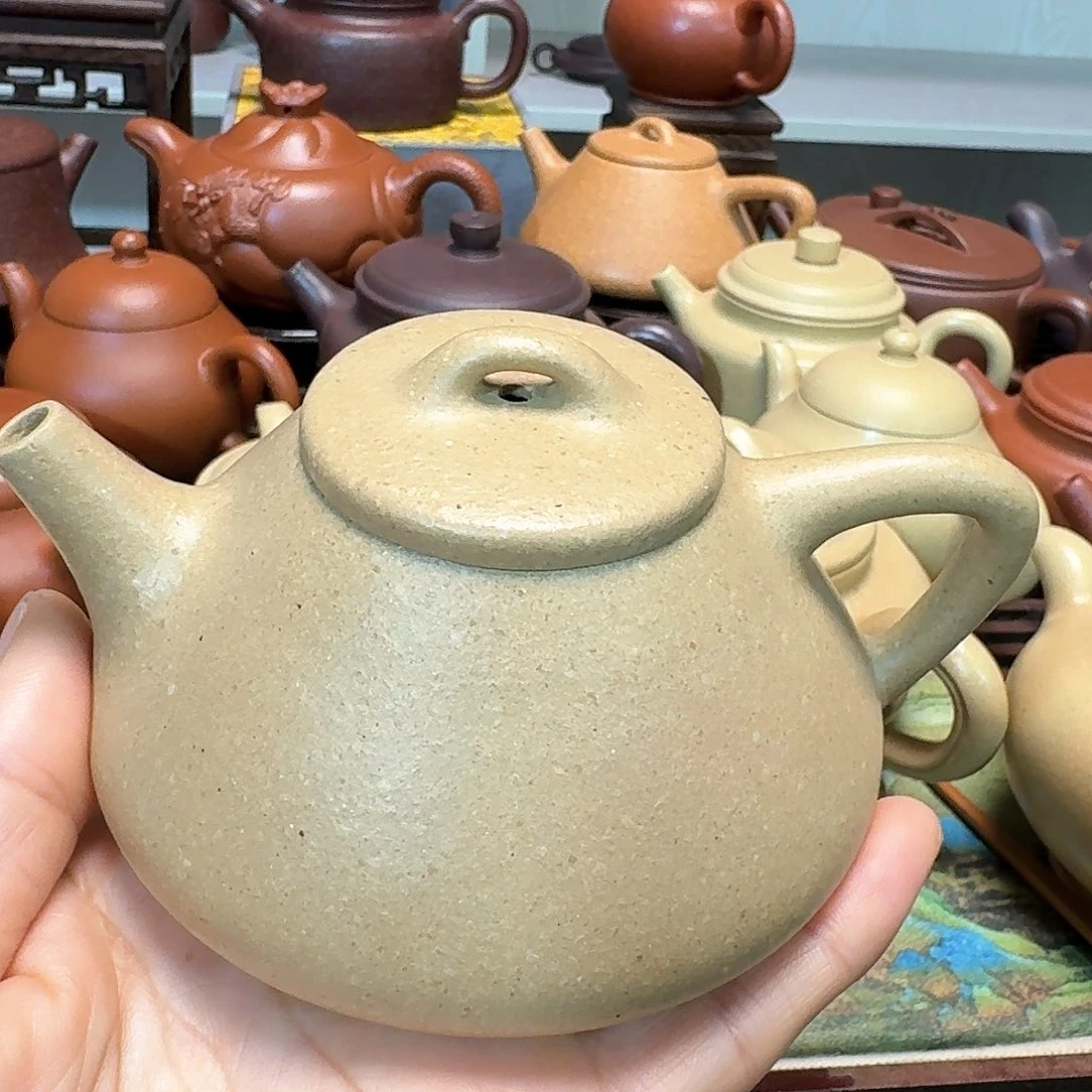 紫砂茶壶虎**威梨皮绿泥半手工微暇