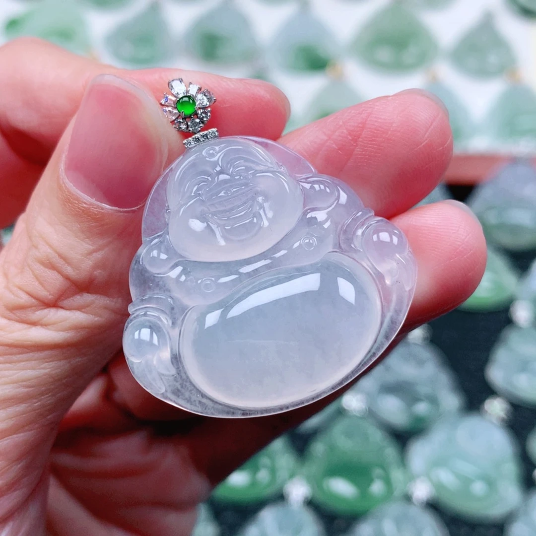 吊坠(不含链)18K金镶嵌翡翠