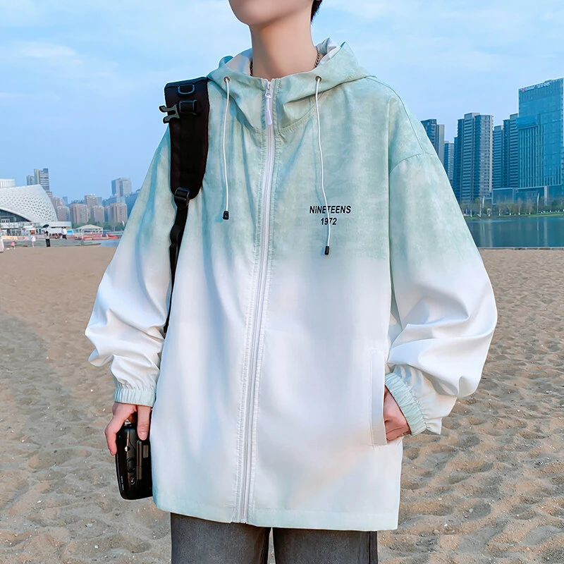 2025新款撞色防晒衣男夏季冰丝薄款连帽外套青少年学生帅气防晒服