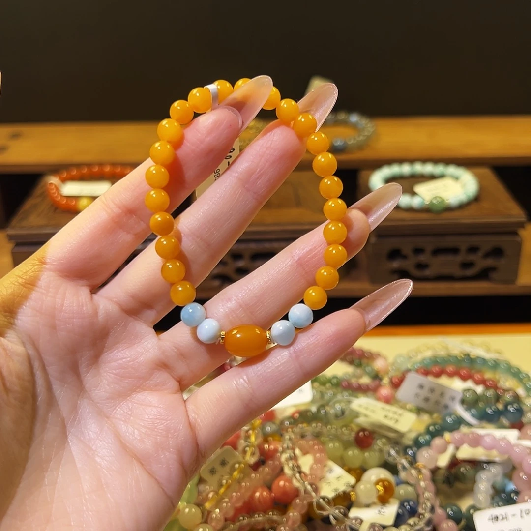 水晶手链银S925镶嵌吴***谓蜜蜡9902️⃣