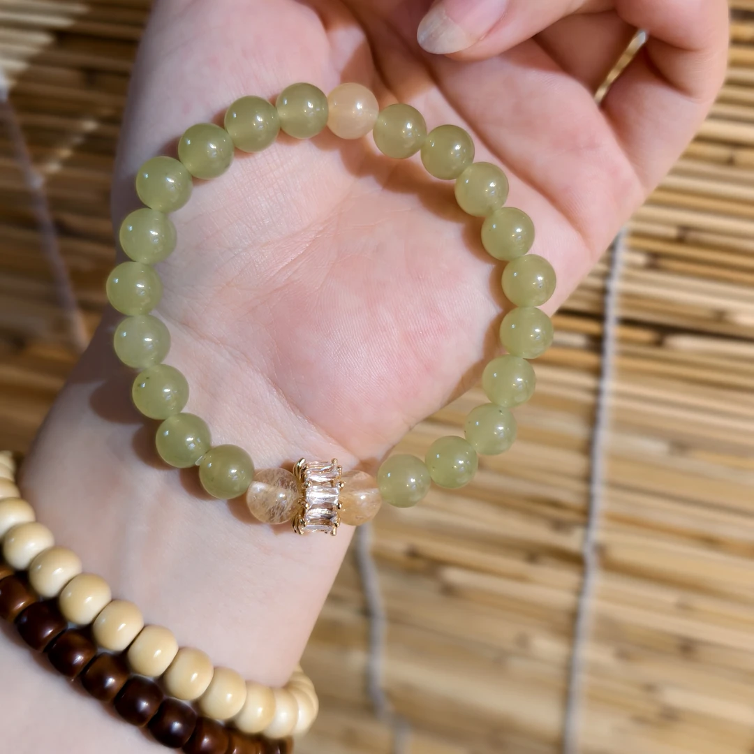 和田玉单圈配水晶单圈手串（无礼盒）MK1017