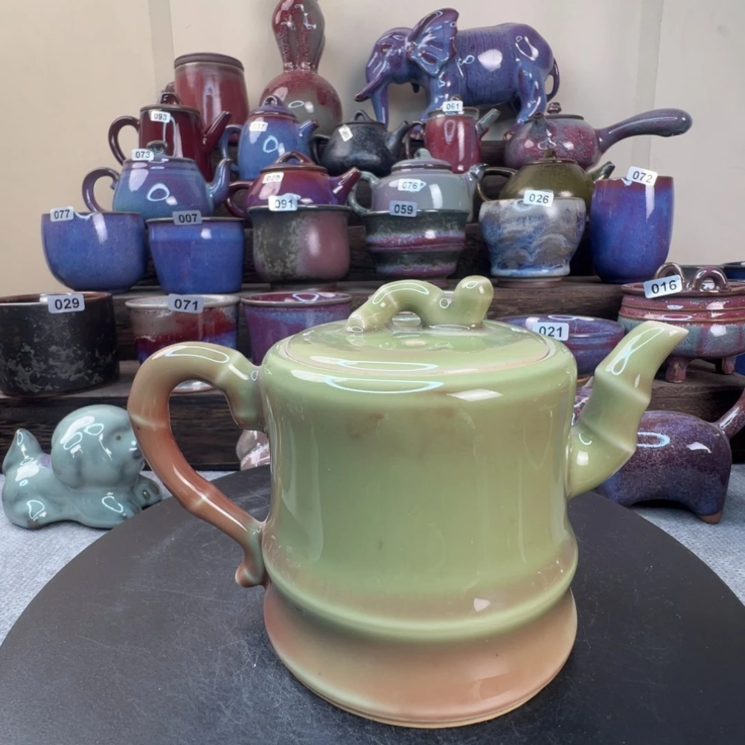 福利价青釉高竹节满容220ml茶壶一把