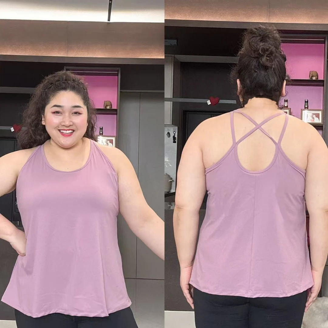 {云感面料固定杯}加长夏季速干高弹瑜伽运动背心WX-479