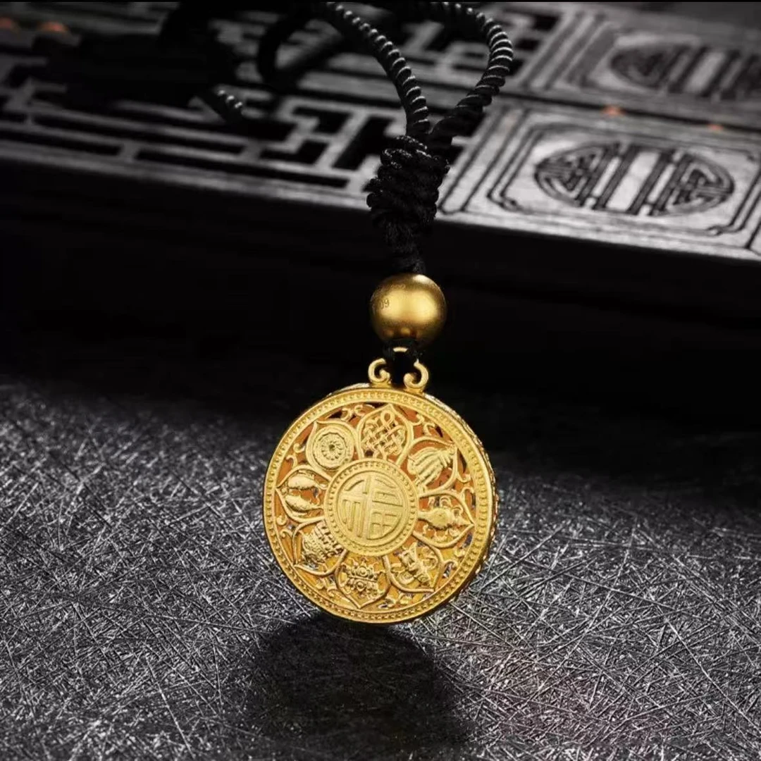 铜合金吊坠 【秋北精选】福字八宝罗盘富贵莲花镂空吊坠