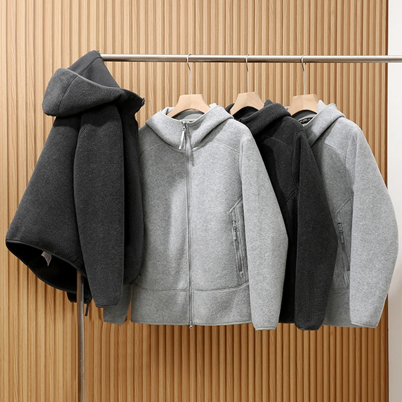 锁温抗寒 男女同款 防风加绒加厚摇粒绒保暖连帽外套加绒夹克