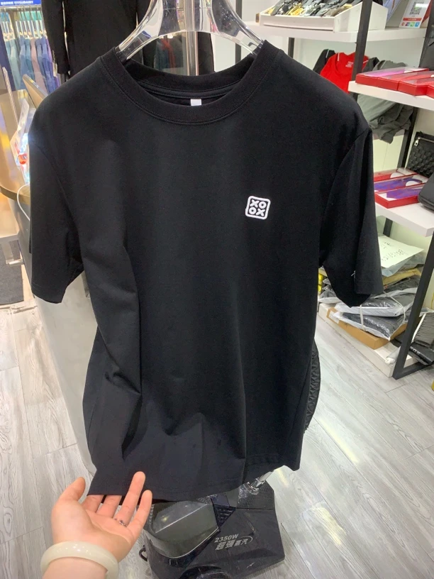 短袖夏季刺绣T恤丝光棉短袖t恤男士针织简约休闲男款速干时尚