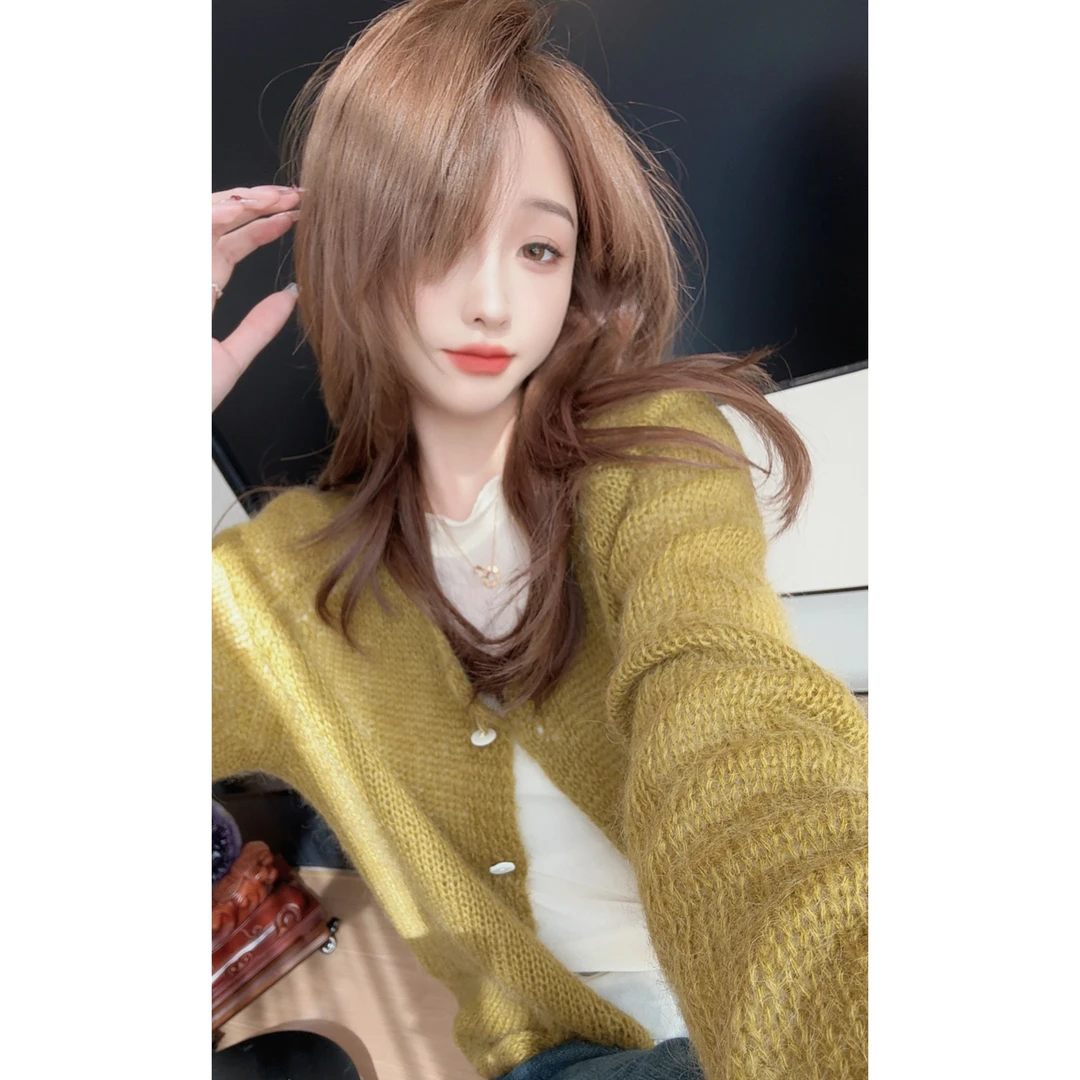 【陈陈私服】氛围感软糯马海毛毛衣洋气慵懒显白长袖针织衫25091307