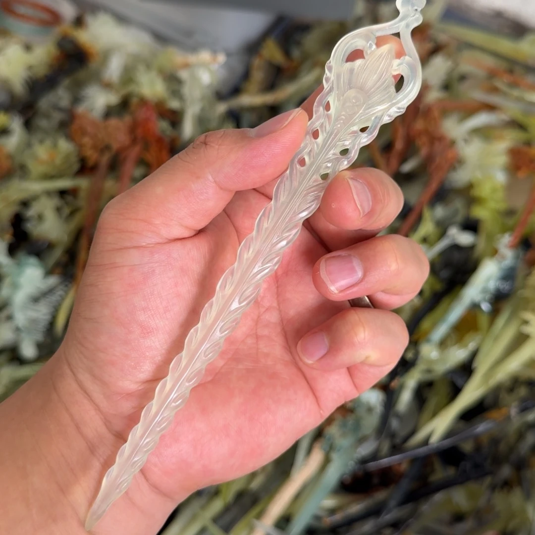 岫玉未镶嵌发饰明君玉簪就是好看