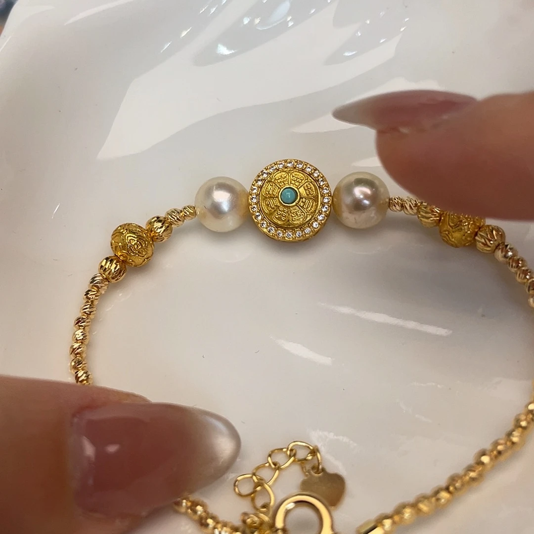 银S925镶嵌手绳海水珍珠