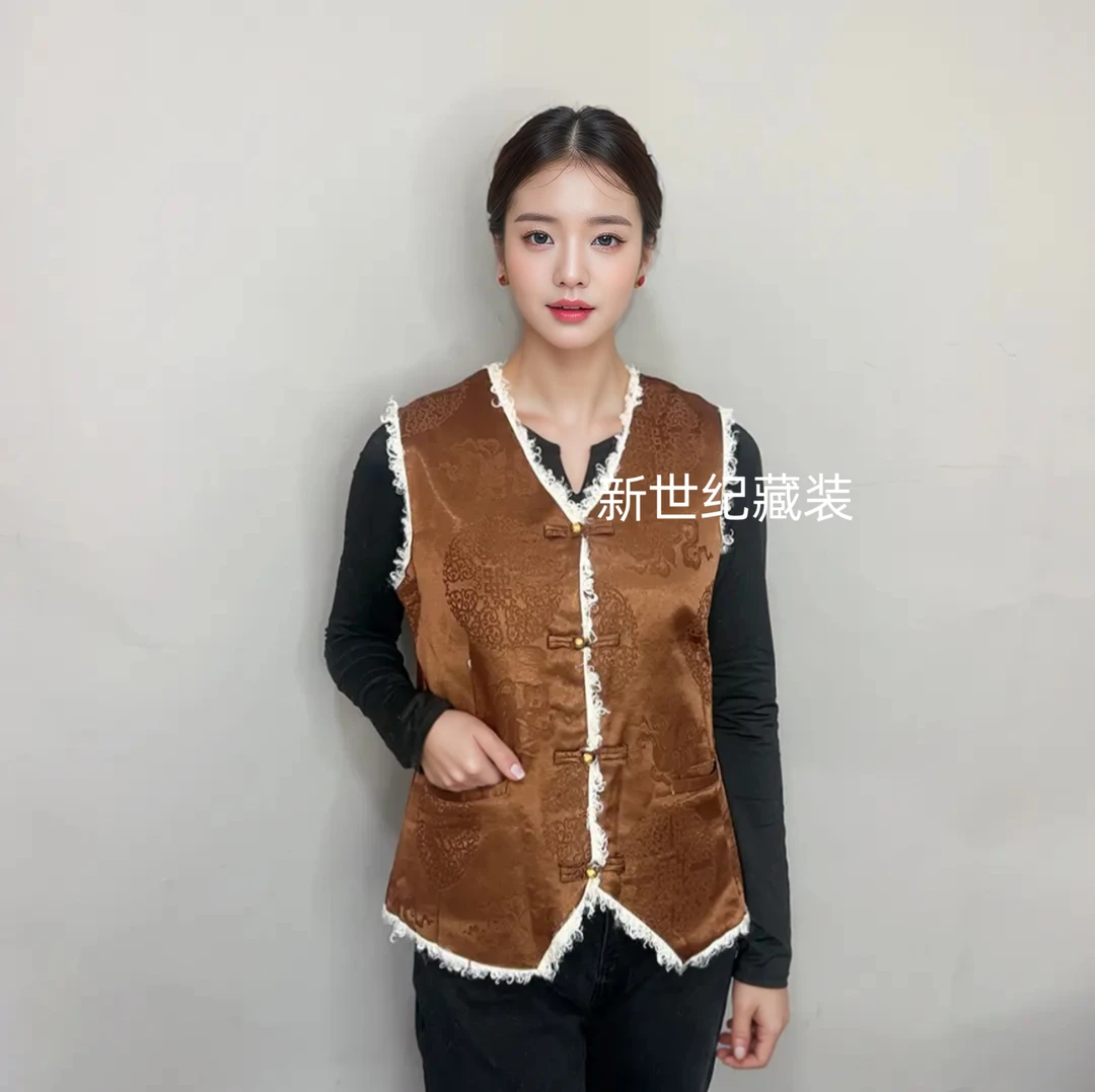 男女同款藏装冬季藏式加绒马甲保暖藏服坎肩外套藏袍内搭