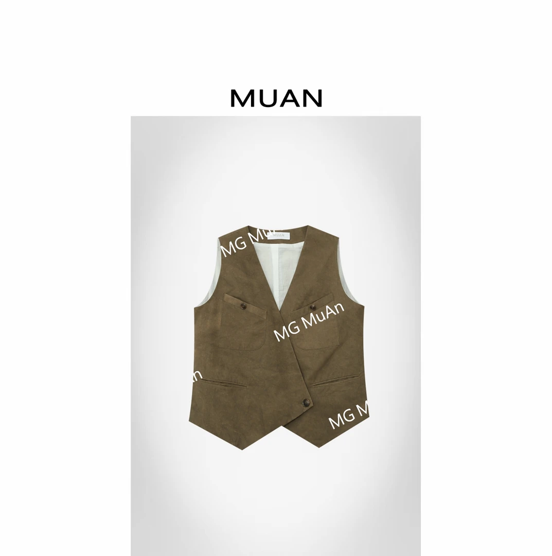 木岸MUAN：《中古工装马甲》定制100宽松马甲上衣打底女DS-9165
