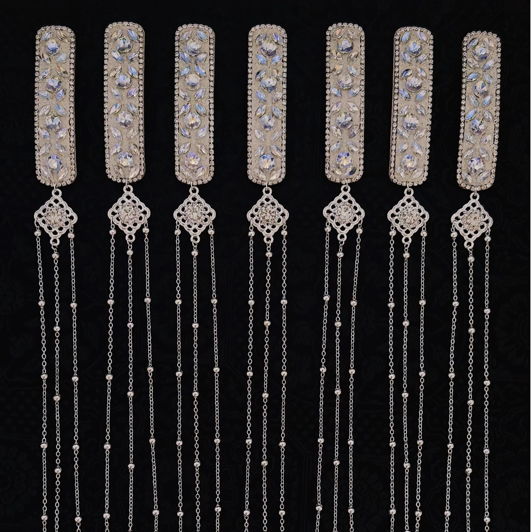 原创偏光水钻长流苏对夹