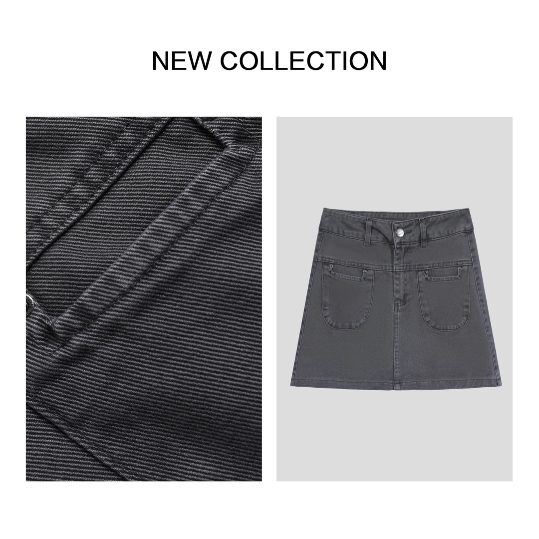 【芳芳专属】Q5F30015B 春装 牛仔灰纯棉短裙 舒适百搭