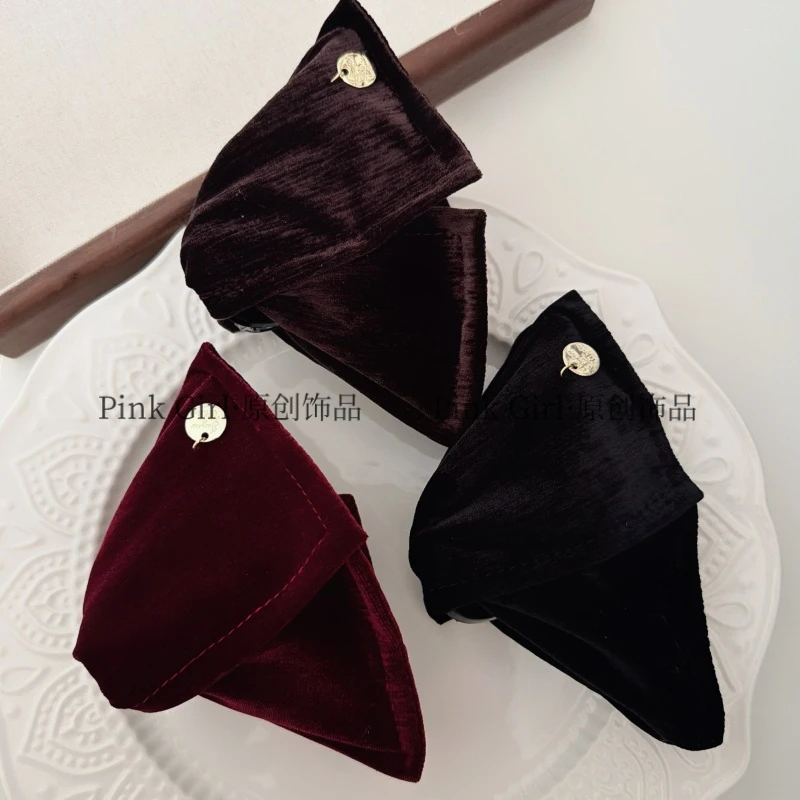 Pink Girl Z323秋冬法式复古丝绒三角抓夹精致高级感百搭优雅发夹