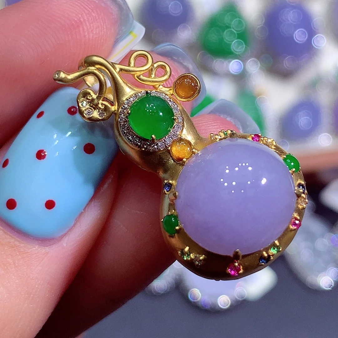 翡翠18K金镶嵌吊坠(不含链)