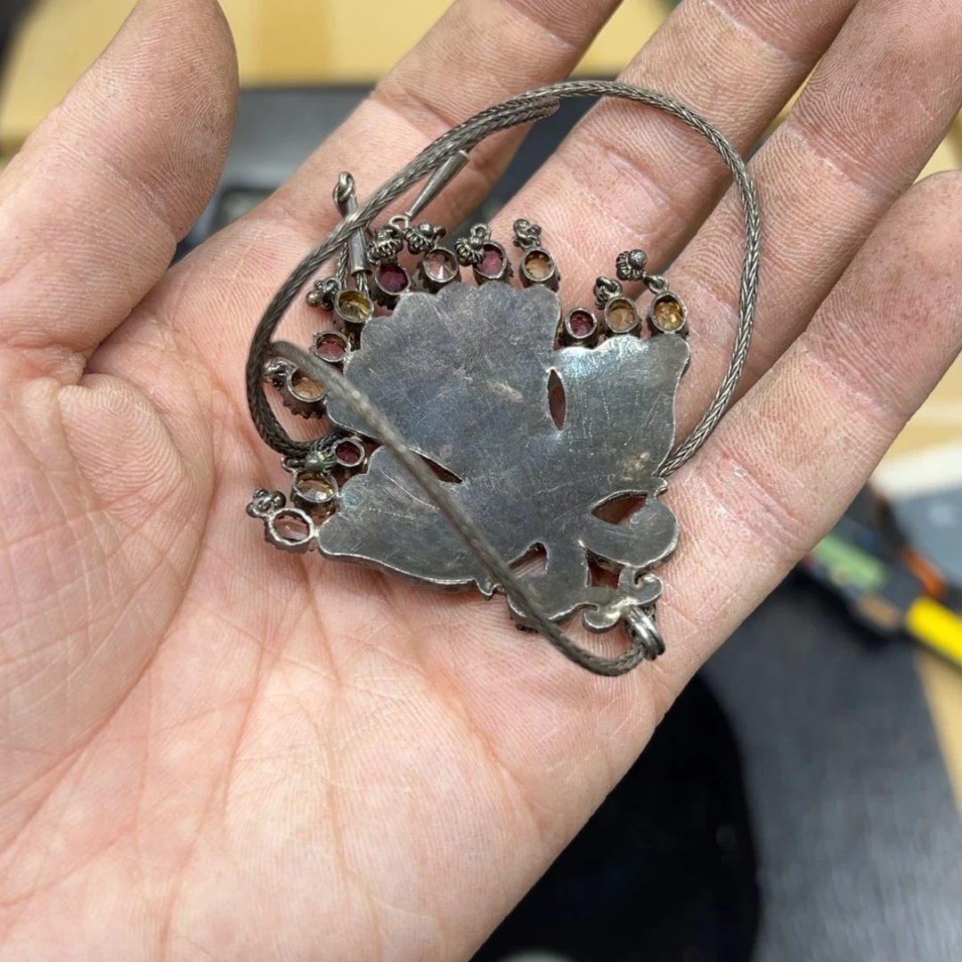 小***丑925银玻璃日本中古工艺品摆件