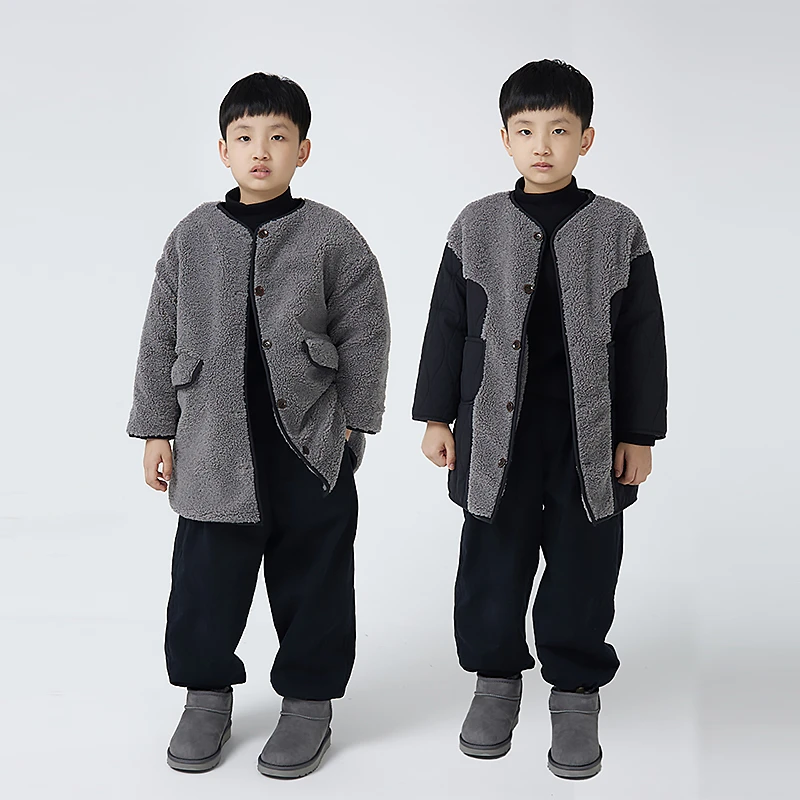 MT原创童装日系男童羊羔绒外套儿童加绒加厚毛毛衣两面穿炸街帅气