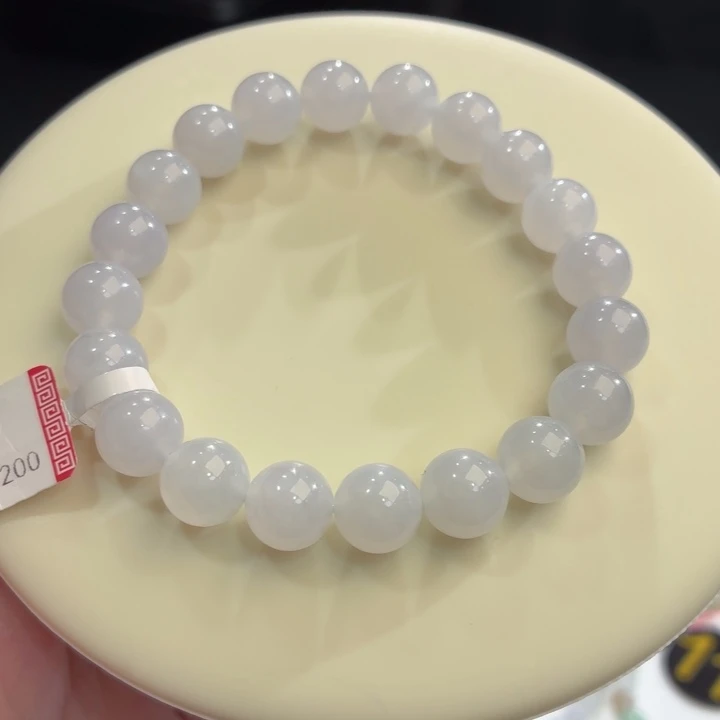 翡翠未镶嵌手链冰胶浅紫卡9.8