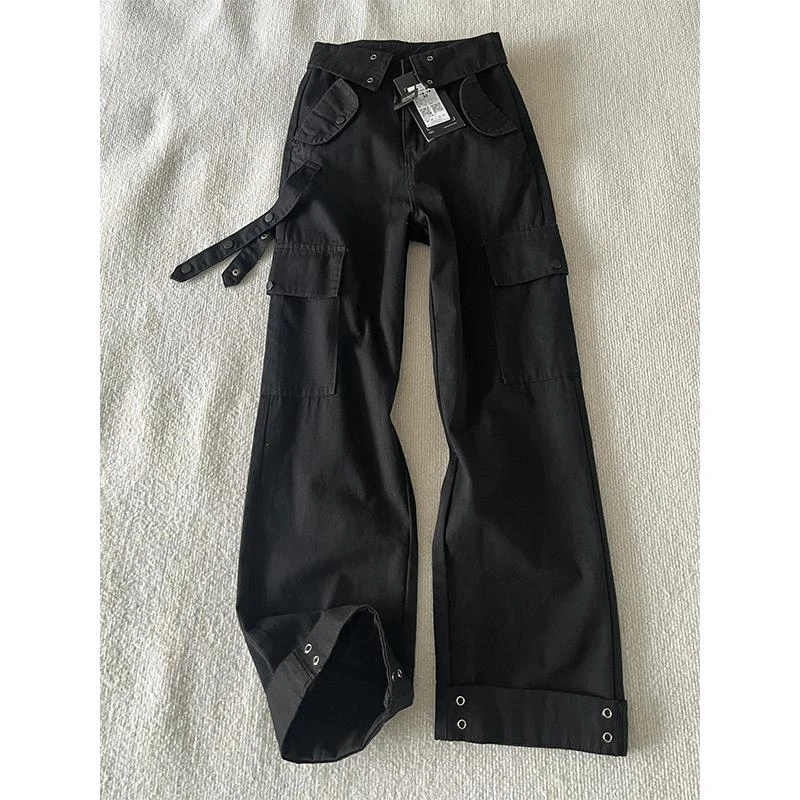 小众多口袋伐木工装裤男款夏季设计感高腰裤子美式vibe微喇直筒裤