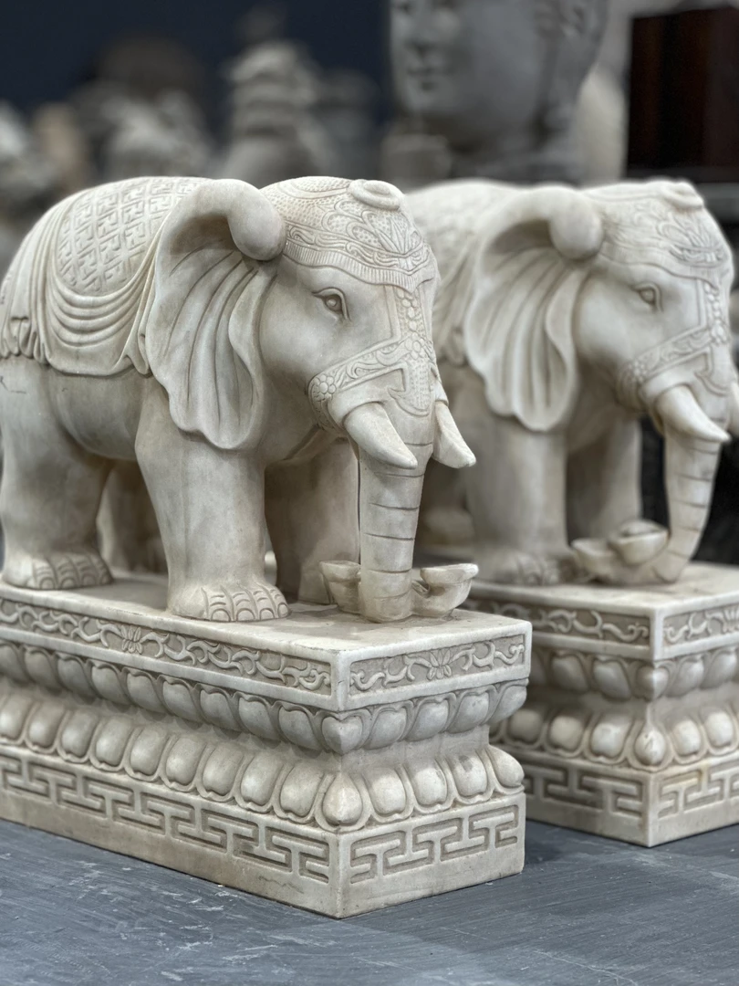 汉白玉大象庭院别墅门口装饰摆件