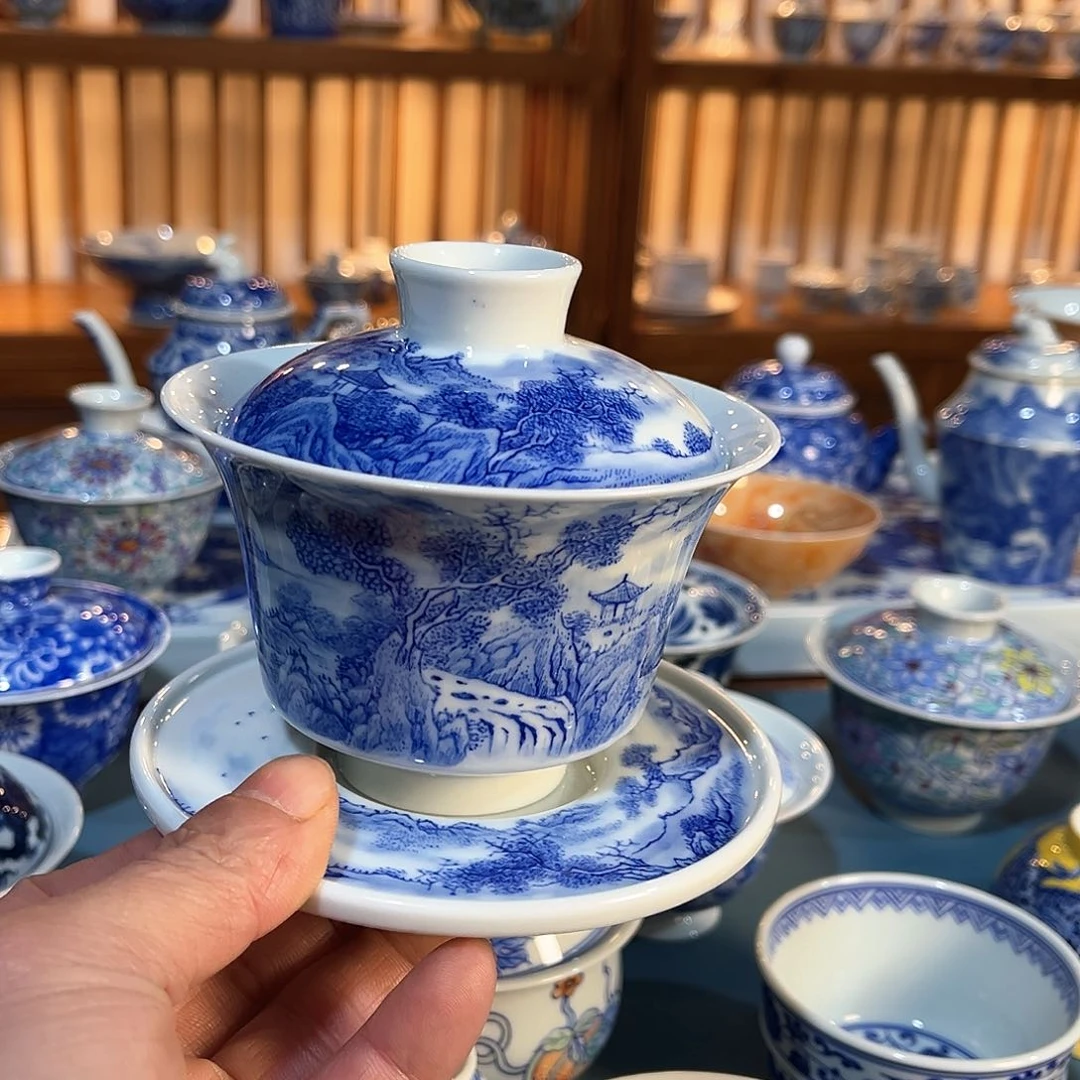 錡镇堂手工手绘盖碗
