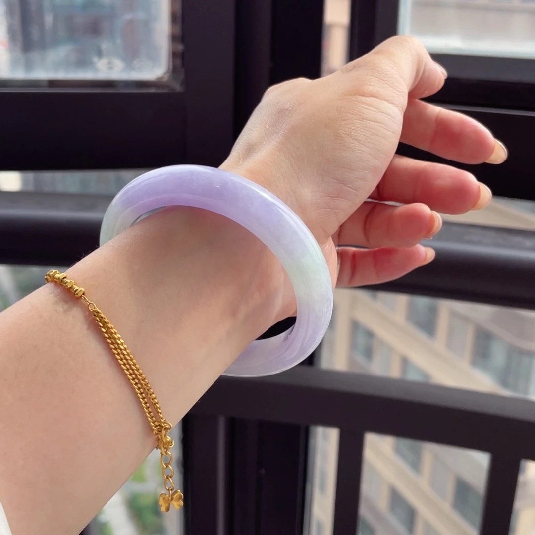 未镶嵌手镯翡翠14号老坑冰底春彩色货天花板强推正圈